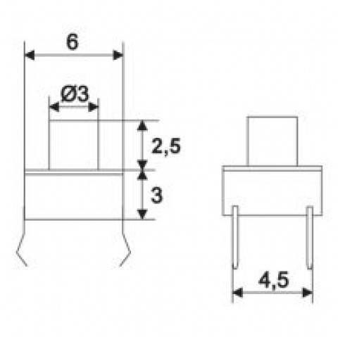 Microintrerupator 1 circuit 0.05A 12VDC OFF-(ON) buton 2.5 mm fara retinere