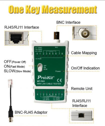 Mini tester pentru cablu BNC si retea RJ45 ProsKit