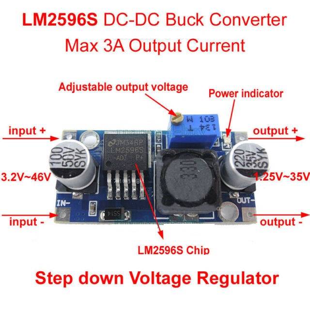 Modul DC-DC STEP DOWN LM2596 intrare 3-35V 3A iesire 1.5-33V LM2596S