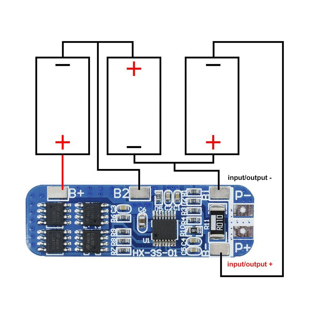 Modul protectie incarcare 3x 18650 li-ion 10A BMS 3S