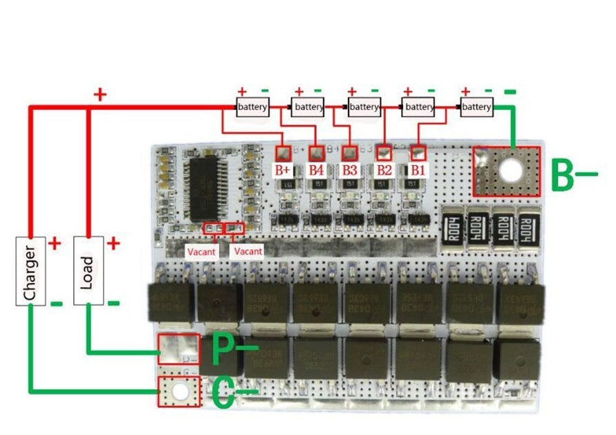 Modul protectie incarcare 5x 18650 100A cu functie balanced