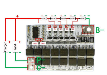 Modul protectie incarcare 5x 18650 100A cu functie balanced