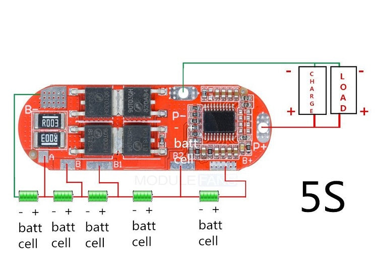 Modul protectie incarcare 5x 18650 25A