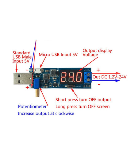 Modul USB STEP UP intrare DC 3.5-12V iesire DC 1.2-24V