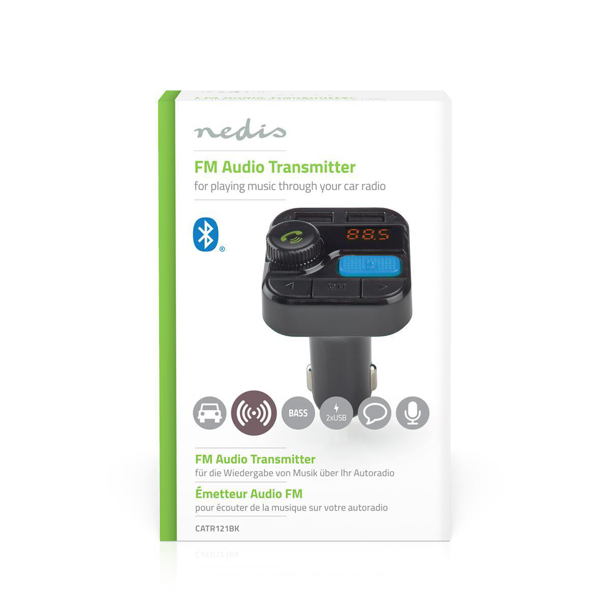 Modulator FM Nedis Hands-Free Bluetooth MicroSD Control vocal 2x USB