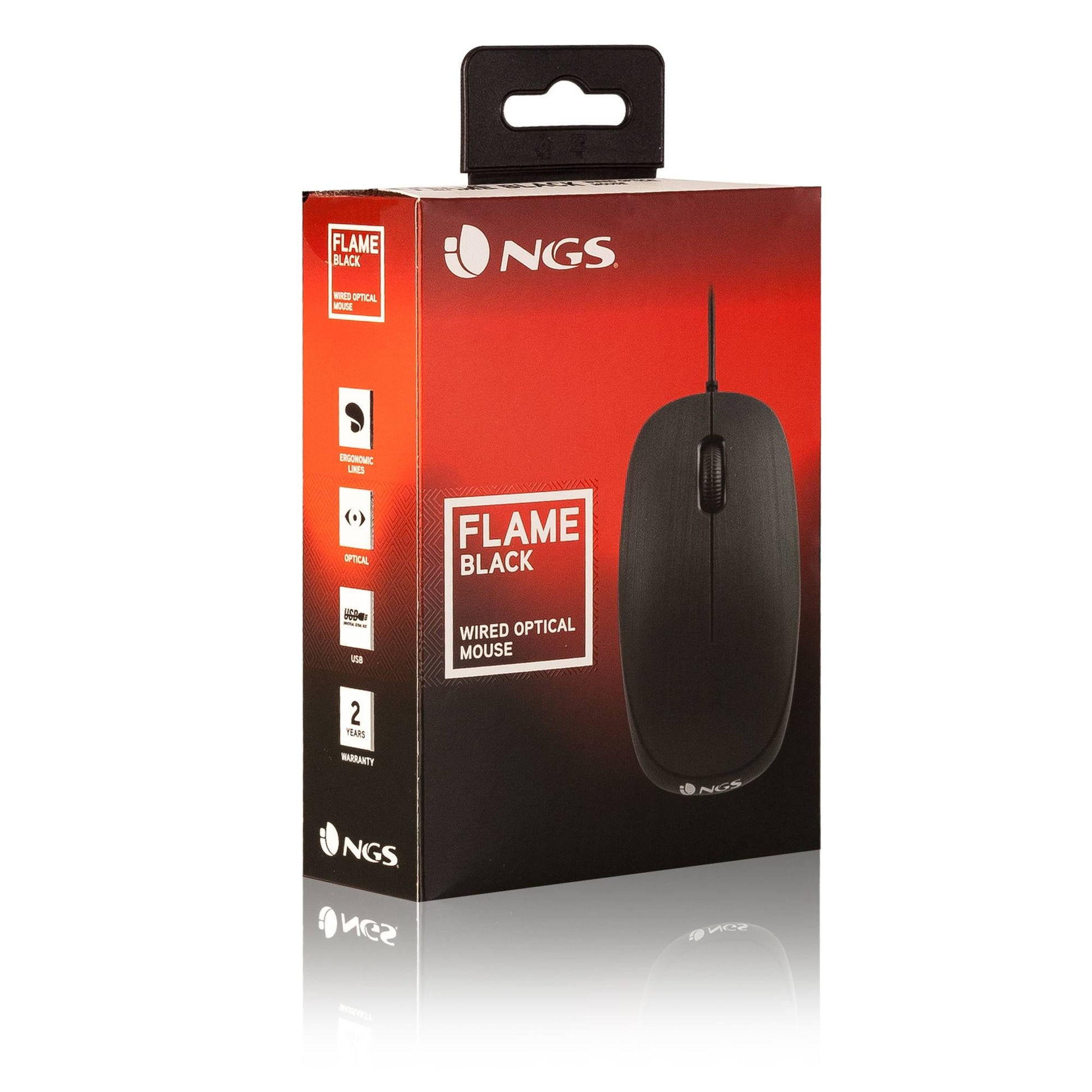 Mouse optic 1000dpi USB negru Flame NGS