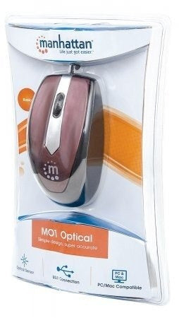 Mouse optic USB 1000dpi maro 177979 Manhattan