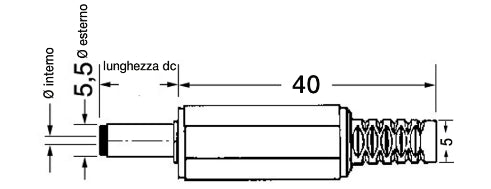 Mufa alimentare DC tata pe cablu 5.5x2.5 mm negru GBC 29.0486.10