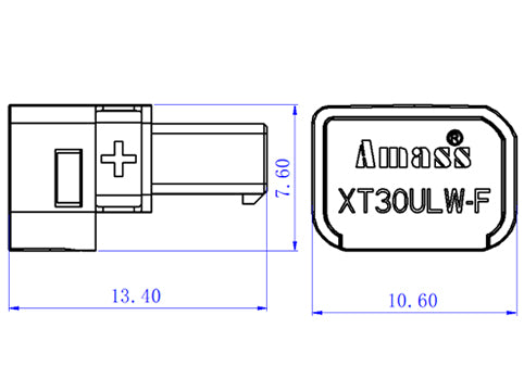 Mufa alimentare DC XT30 mama 2 pini pe cablu cu lipire 15A 500V AMASS XT30ULW-F