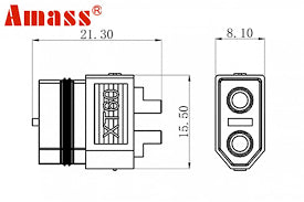 Mufa alimentare DC XT60 mama 2 pini pe cablu cu lipire 40A 500V AMASS XT60W-F