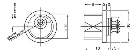 Mufa alimentare pe panou 5.5x2.5 mm 3A-24VDC GBC 29.0628.00