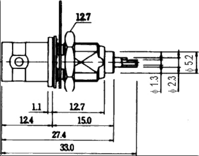 Mufa BNC Soclu mama cu filet lung lipire montare pe panou NINIGI BNC-006-L