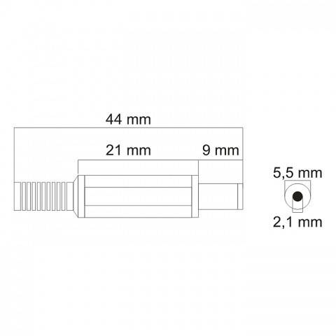 Mufa DC 2.1x5.5mm tata pin 9mm cu protector cablu Goobay