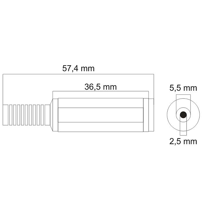 Mufa DC cu protector 5.5x2.5 mm mama pe fir