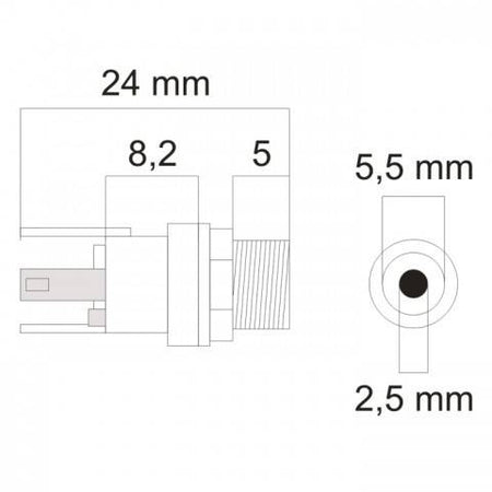 Mufa DC mama montabil panou 5.5x2.5 mm 05158