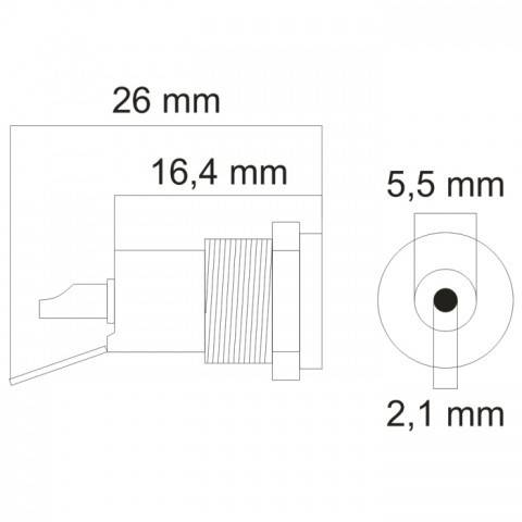 Mufa DC montabil 5.5x2.1mm