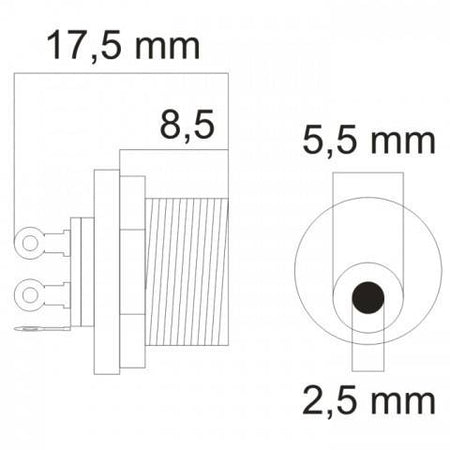 Mufa DC montabil 5.5x2.5 mm mama panou