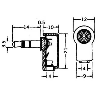 Mufa Jack 3.5 mm tata stereo piste 3 in unghi 90 grade pe cablu LUMBERG WKLS 40