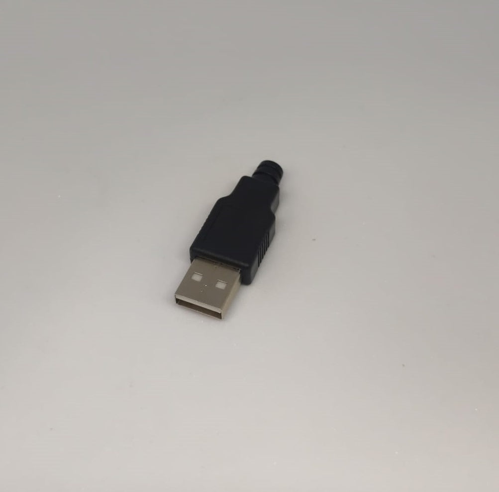 Mufa USB (2.0) TIP A tata pe cablu carcasa plastic negru