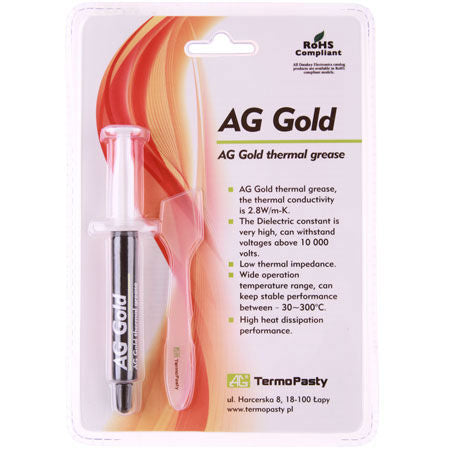 Pasta termoconductoare pe baza de aur AG Gold 2.8 W/m.K. 3grame AG TermoPasty