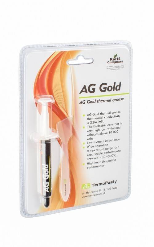 Pasta termoconductoare pe baza de aur AG Gold 2.8 W/m.K. 3grame AG TermoPasty