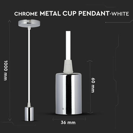 Pendul tavan soclu E27 Crom/alb SKU-3755 V-tac