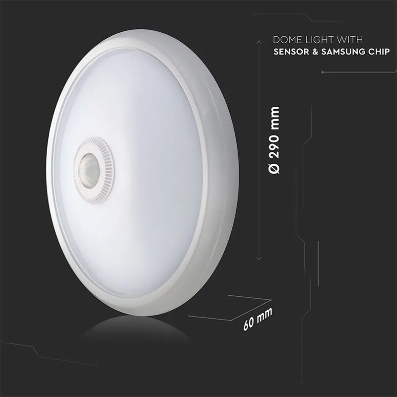 Plafoniera LED 12W 900lm IP20 cu senzor de miscare 6400K alb rece V-tac SKU-21809