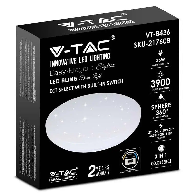 Plafoniera LED 36W 3900lm 48cm 3 in 1 Model stelute V-Tac SKU-217608