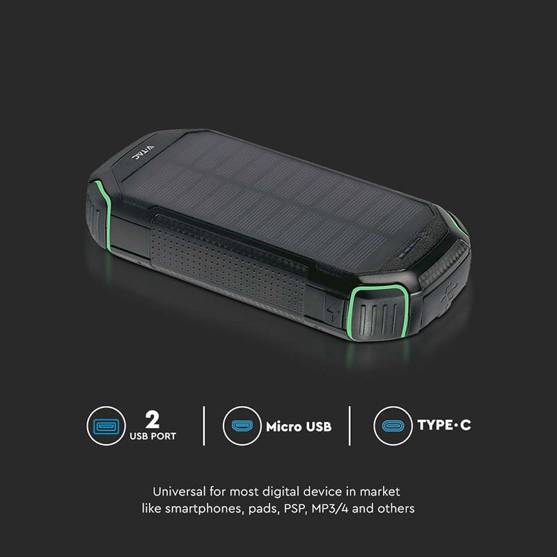 POWER BANK 30000mAh Wireless cu incarcare solara V-TAC SKU-7836