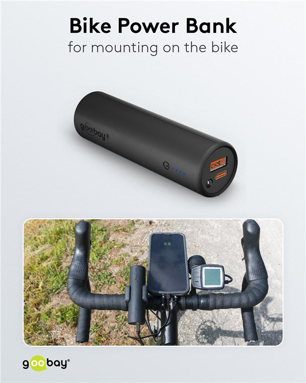Power Bank 5.0 5000mAh suport pentru bicicleta negru USB-A/USB type C 3A 60656 Goobay