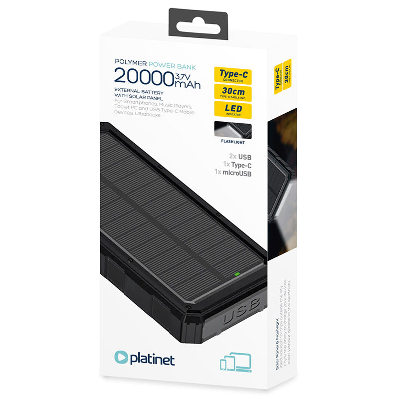 POWER BANK SOLAR 20000mAh PLATINET