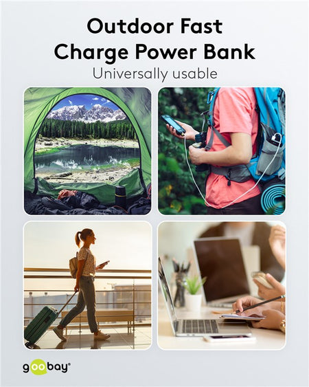 Power Bank SOLAR 20000mAh USB type C FAST CHARGE PD QC3.0 53934 Goobay