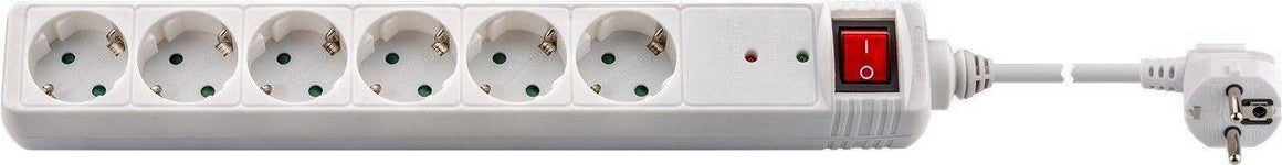 Prelungitor 6 prize 1.4m cu protectie cu switch intrerupator iluminat 3xG1.5mm Goobay