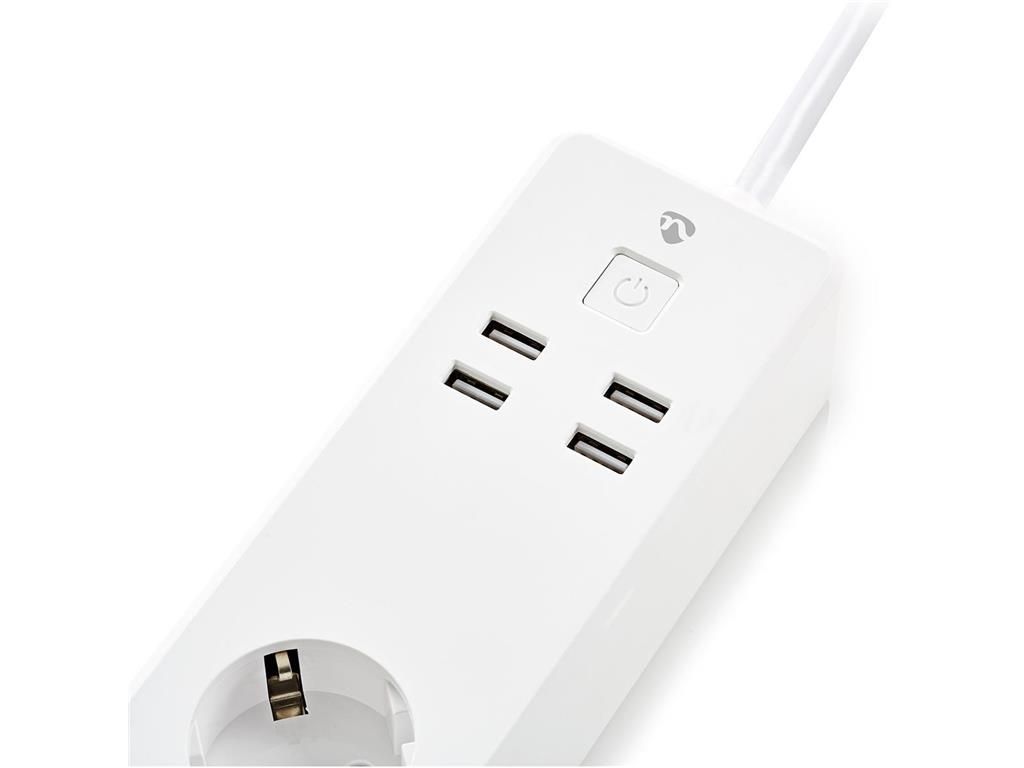 Prelungitor Smart WiFi 3 prize schuko 4x USB 1.8m 3680W 16A Nedis