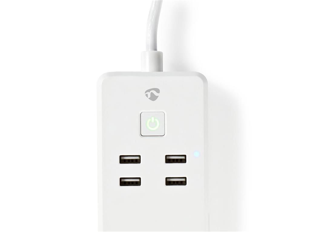 Prelungitor Smart WiFi 3 prize schuko 4x USB 1.8m 3680W 16A Nedis