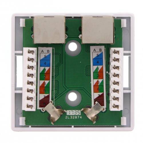 Priza dubla RJ45 FTP CAT5e conector ecranat pe tencuiala Well