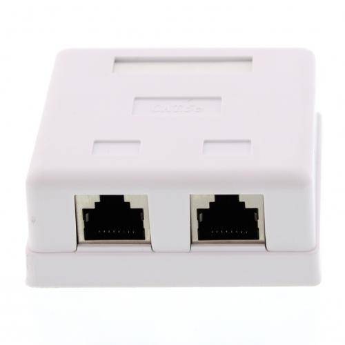 Priza dubla RJ45 FTP CAT5e conector ecranat pe tencuiala Well