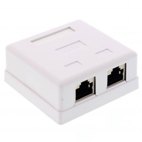 Priza dubla RJ45 FTP CAT5e conector ecranat pe tencuiala Well