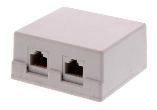 Priza dubla UTP cat6 RJ45 neecranat pe tencuiala Well