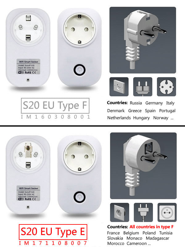 Priza SMART WiFi SOCKET 90-250V 10A SONOFF S20