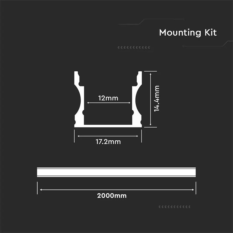 Profil aluminiu banda LED 2m 17.2x15.5 mm argintiu-mat V-TAC SKU-3354