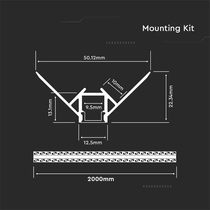 Profil aluminiu banda LED pentru rigips colt exterior 2m mat V-tac SKU-3361