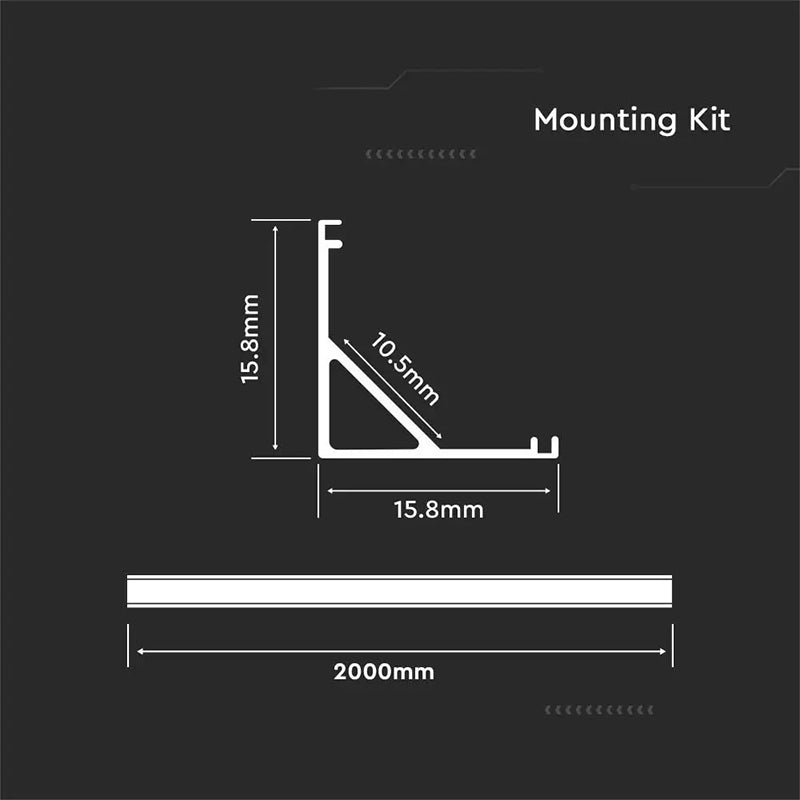 Profil aluminiu pentru banda LED 2m 15.8x15.8 mm alb pe colt V-TAC SKU-3369