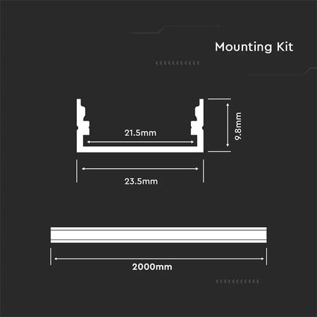 Profil aluminiu pentru banda LED 2m 23.5mm x 10mm alb SKU-3367 V-tac