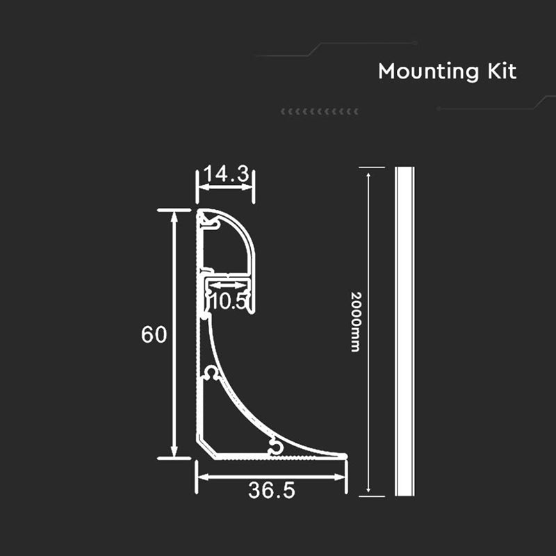 Profil aluminiu pentru banda LED 2m 7.8mm x 9mm V-tac SKU-2903