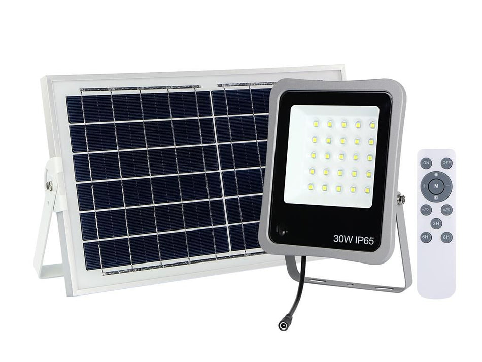 Proiector solar Well 30W 450lm lumina rece 6500K cu panou solar 6W 180x270x17 mm