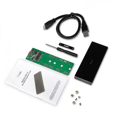 Rack extern M.2 B-Key SATA SSD NGFF compatibil 2230 2242 2260 2280 USB 3.0 carcasa aluminiu negru i-tec