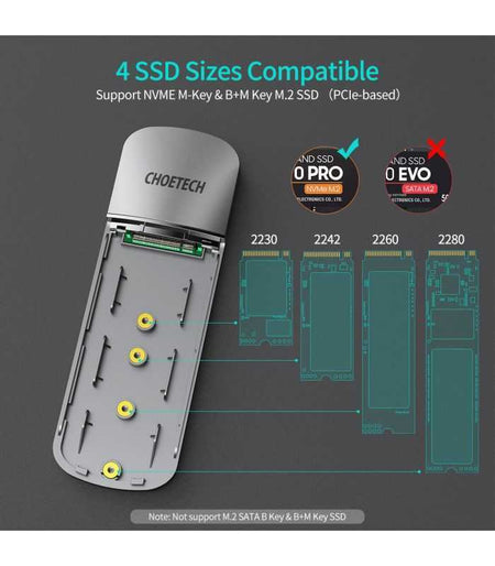 Rack extern NVMe M.2 SSD USB TYPE C GEN 2 cu carcasa Choetech PC-HDE16