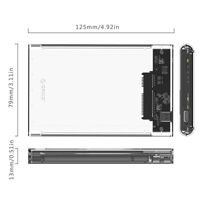 Rack HDD Orico 2139C3 USB 3.1 Gen1 2.5" transparent