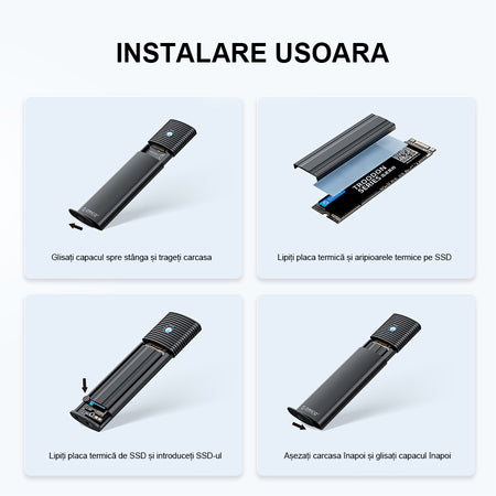 Rack SSD USB3.2 GEN1 TYPE C SATA M.2 negru Orico PWM2-BK